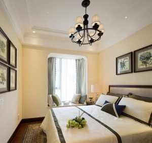 上海银欣花苑112平米三居室美式风格主卧室