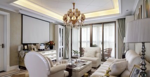 上海和泰玫瑰园126平米四居室美式风格客厅