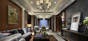 上海绿地香颂200平米别墅新古典风格沙发背景