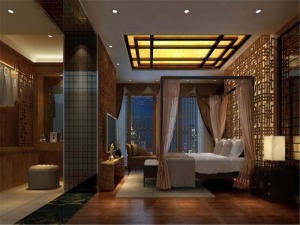 上海东苑大千美墅230平米别墅中式风格卧室