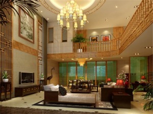 上海东苑大千美墅230平米别墅中式风格案例图