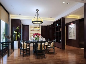 上海银泰苑129平米三居室中式风格餐厅