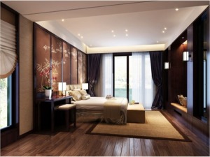 上海银泰苑129平米三居室中式风格卧室