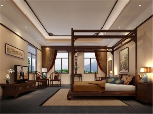 上海中粮天悦壹号280平米别墅中式风格卧室