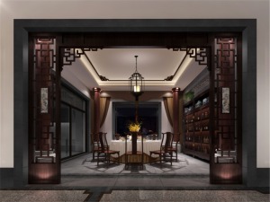 上海中粮天悦壹号280平米别墅中式风格餐厅