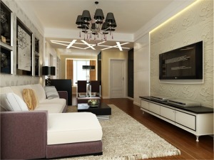 上海中远两湾城110平米三居室简约风格客厅