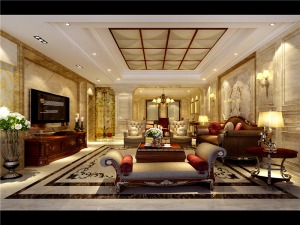 上海沪西别墅150平米美式风格客厅