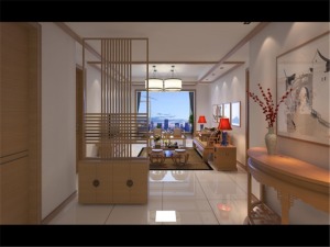 上海文艺大楼96平米三居室中式风格屏风