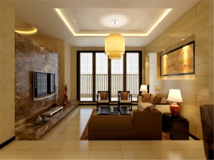 上海北平南园105平米三居室简中式风格客厅