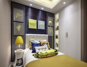 大连远洋荣域小区三室158平现代简约风格次卧 卧室床头背景墙