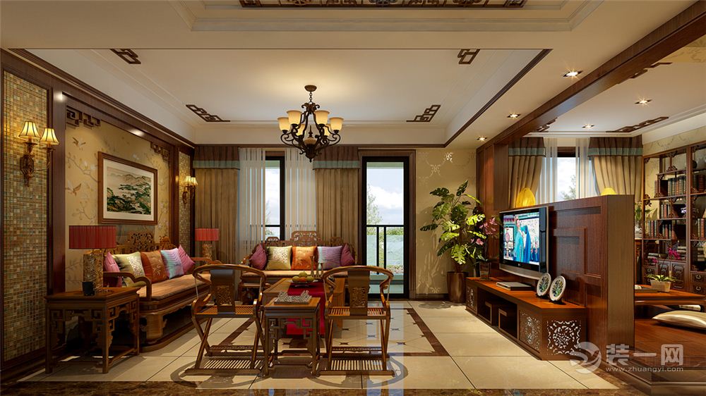 金沙海棠155平米传统中式-客厅