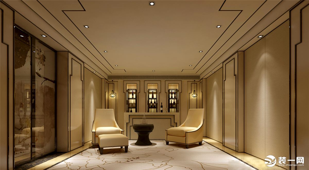 珠海华发世纪城278平别墅新中式风格会客室装修效果图
