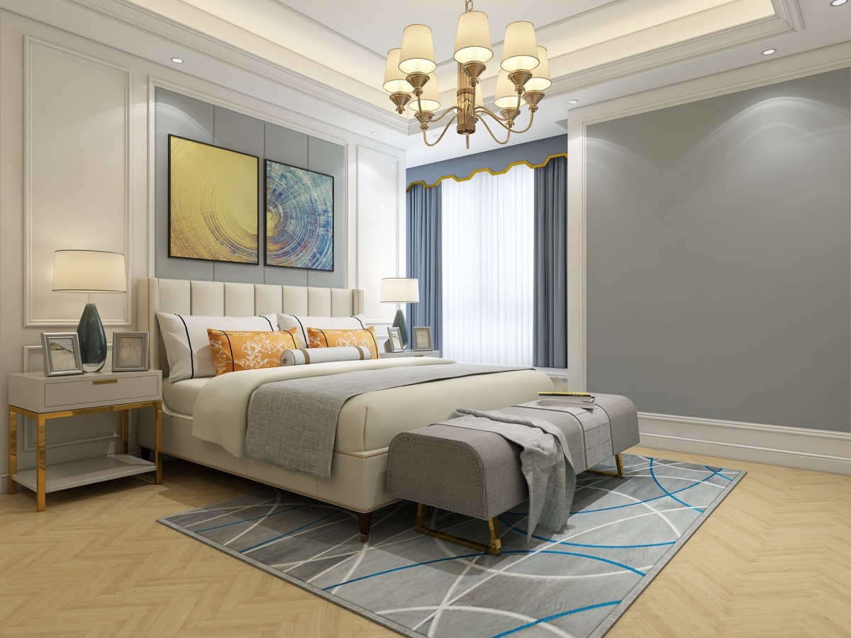 珠海佳境康城120平三居室简欧风格卧室装修效果图