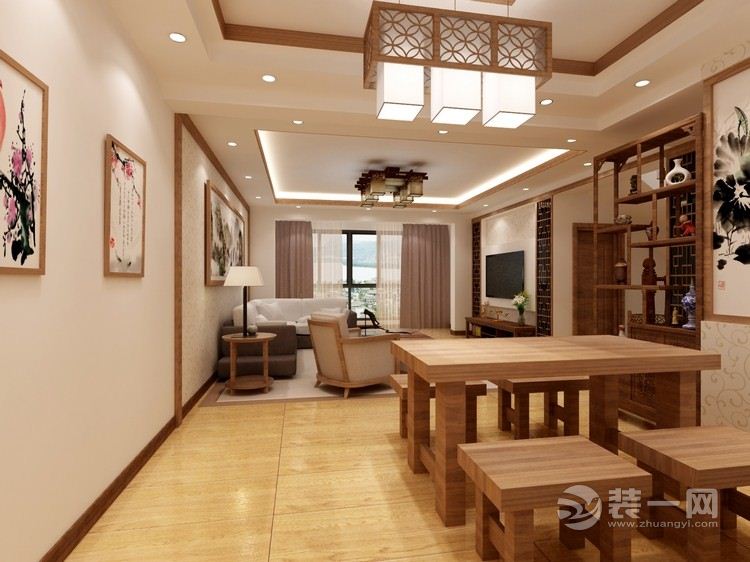 和平花园 126平 三居室 造价19万 新中式 餐厅