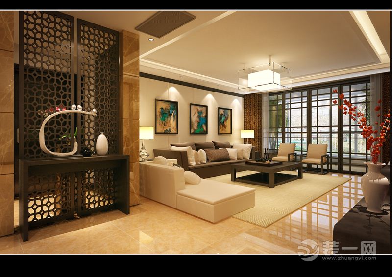 新中式三居室客厅装修效果图