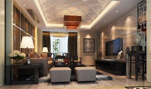 南昌世纪中央城189平米复式欧式风格客厅-壁纸，电视柜，茶几