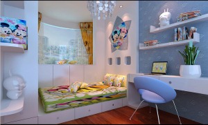 南昌世纪中央城165平米三居室简欧风格卧室-飘窗，窗帘，壁纸，婴儿床，书柜