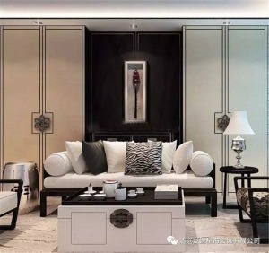 新中式客厅沙发墙装修图片一个高贵、大气的家居氛围就能充分展现出现代居室的时尚感。