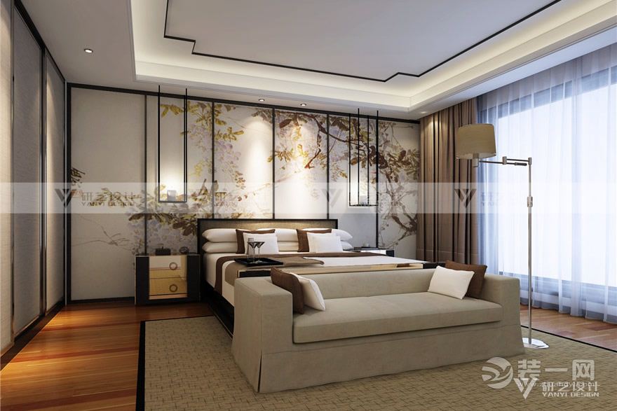 上海天居玲珑湾380平别墅中式设计卧室