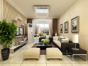 3郑州保利百合-109平米三居室-现代简约风格客厅