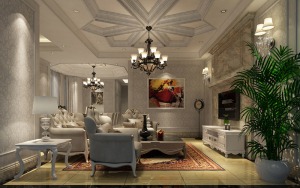 爵世名邸 别墅 270平 造价59万 美式风格客餐厅