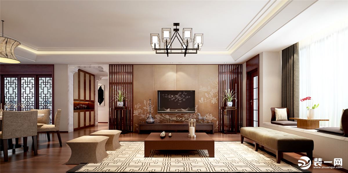 美时美刻建筑装饰 通和易居 新中式【客厅背景墙】