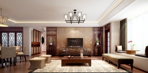 美時美刻建筑裝飾 通和易居 新中式【客廳背景墻】