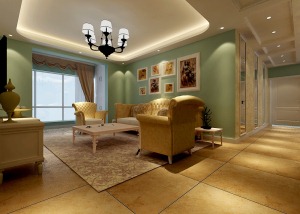 郑州中建森林上郡三居室138平美式风格客厅沙发