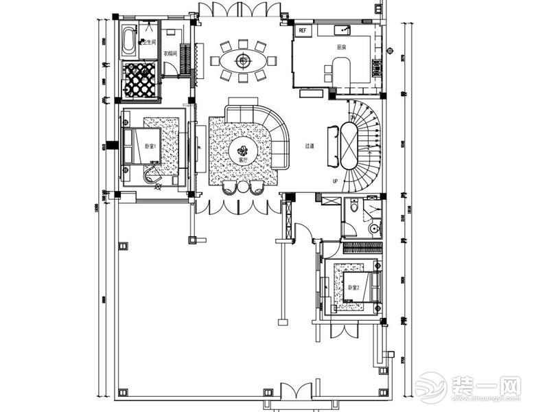 【米克罗别墅装饰】桃花源500㎡+现代+户型图  别墅全包200万