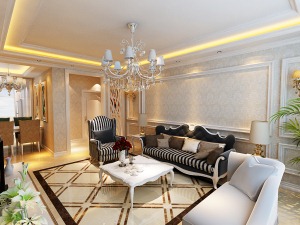 哈尔滨南平家园107平米三居室简欧风格客厅