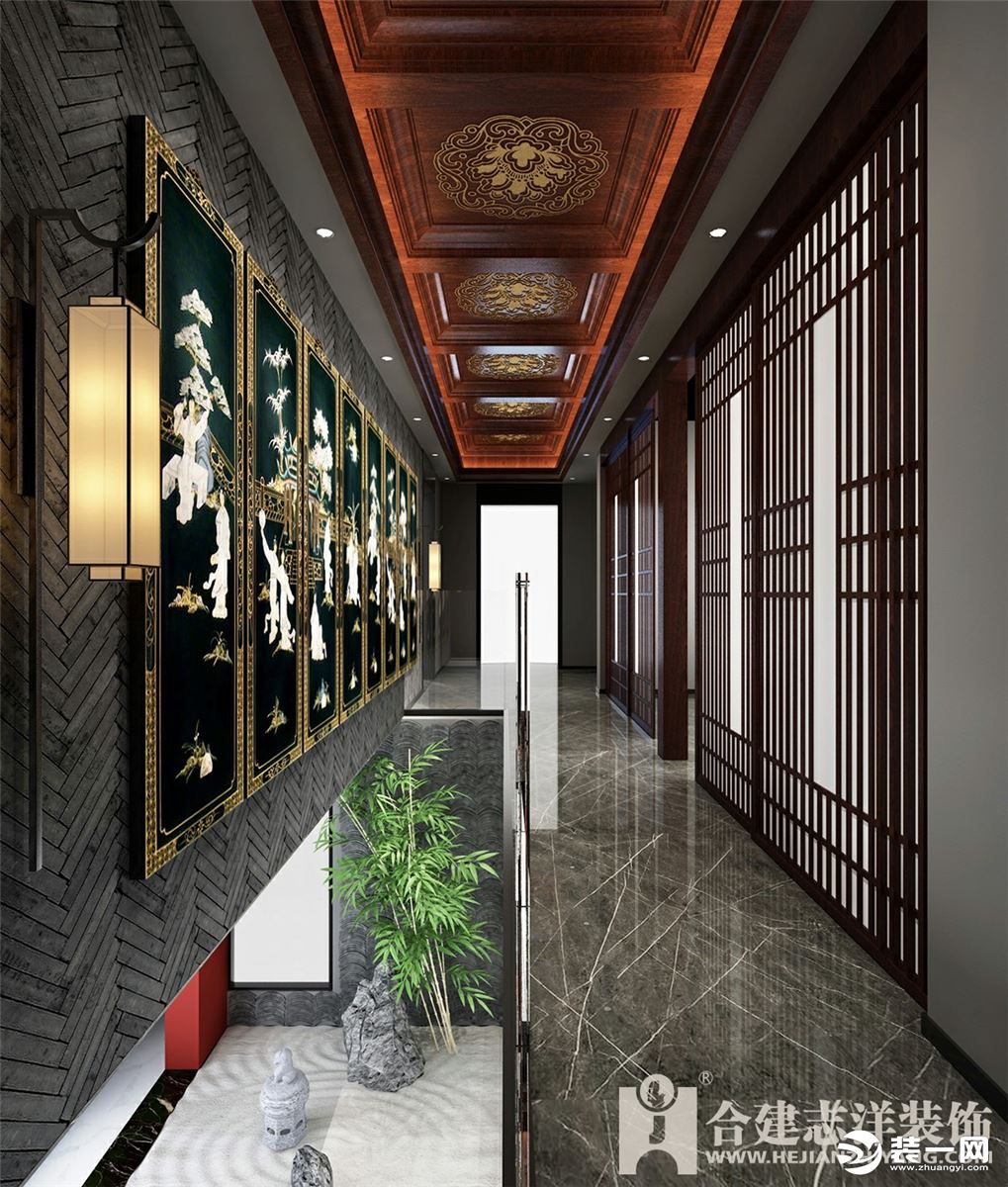 中式风格别墅-走廊