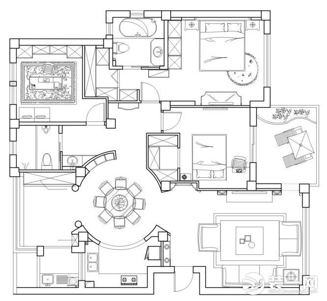 法式风格三居室-设计图