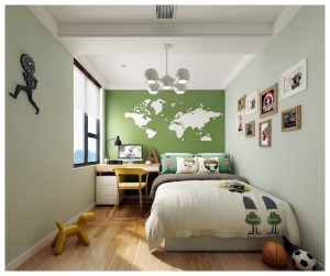 卧室：摈弃传统装修复杂的造型，运用单面灰色乳胶漆墙面，突出背景，与软装配色形成整体