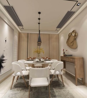 餐厅：通过橱柜和餐厅的处理使得空间大尺度地延伸。