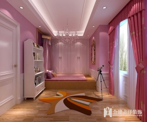 女儿房采用白色和粉色来打造成一个公主房