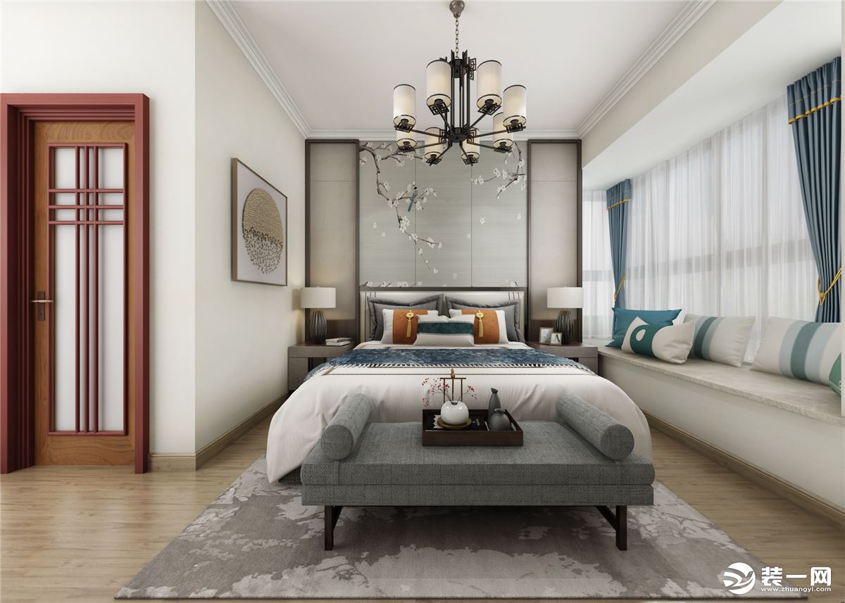 中建之星140平三居室新中式风格装修效果图卧室