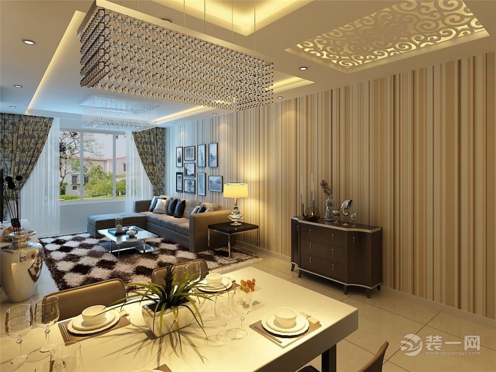 中海社区88平二居室现代风格装修效果图餐厅