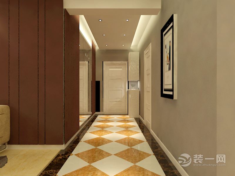 保利达翠堤湾120平三居室现代风格半包4.9万装修效果图走廊