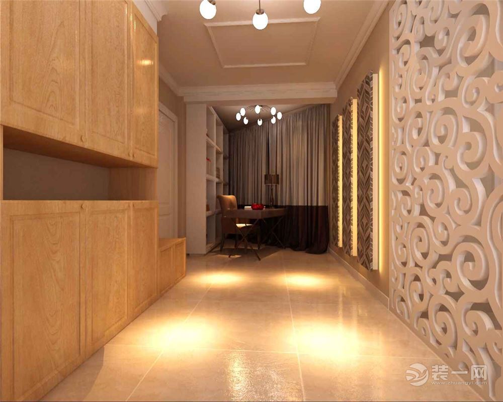 信达尚城136平三居室简欧风格装修案例走廊