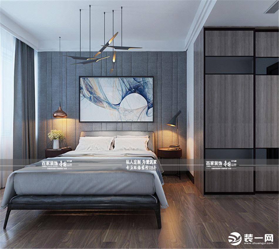 【百家装饰】奥园国际125平后现代风格半包6.4万卧室