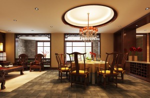 奉天九里269平别墅中式风格装修效果图餐厅