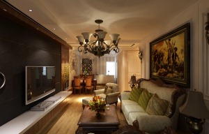 中海提香116平三居室欧式风格装修效果图客厅