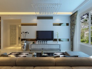 中海社区88平二居室现代风格装修效果图客厅