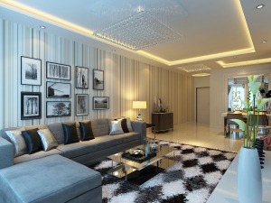 中海社区88平二居室现代风格装修效果图客厅