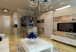 金沙美丽岛46平三居室现代简约风格装修效果图客厅
