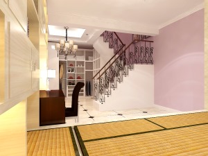 奥林匹克花园96平三居室带地下室简欧风格装修案例楼梯