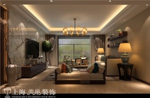 鑫苑鑫城142平方三室两厅新中式风格装修设计方案