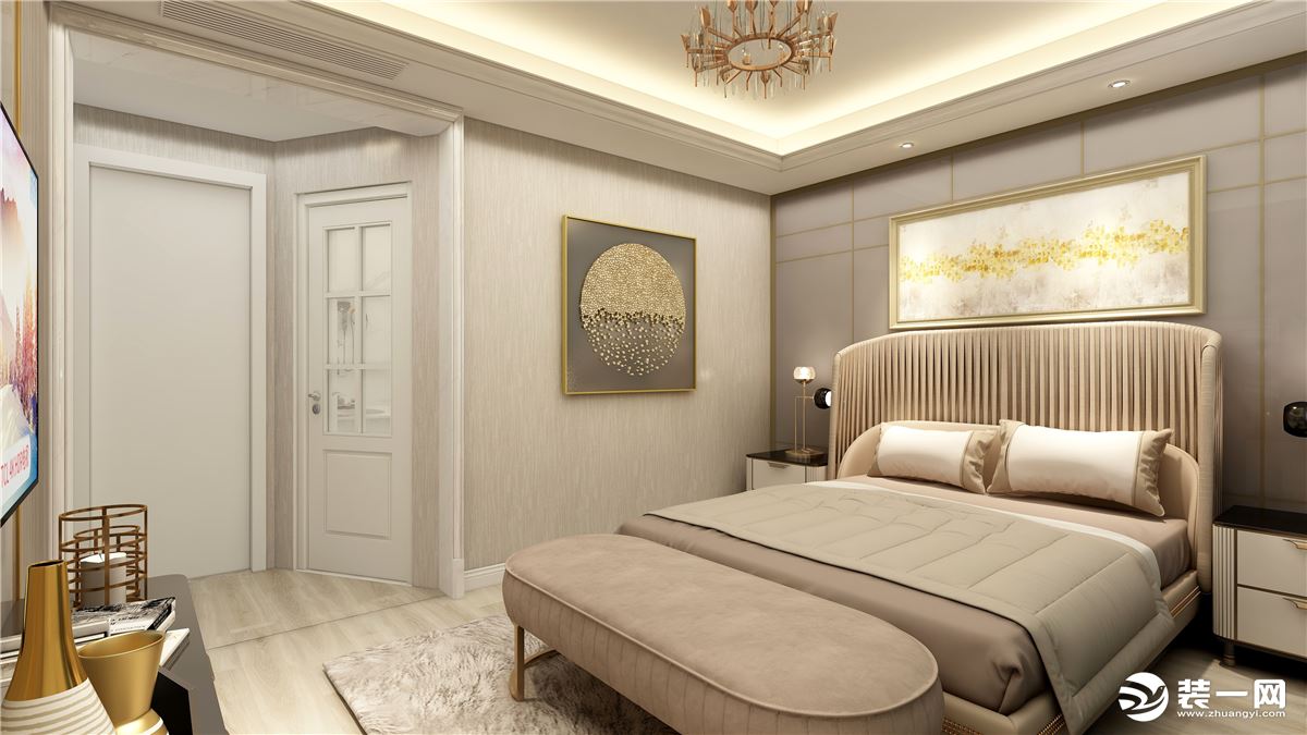 上海市长宁路中山公园简约轻奢风格三室装修效果图