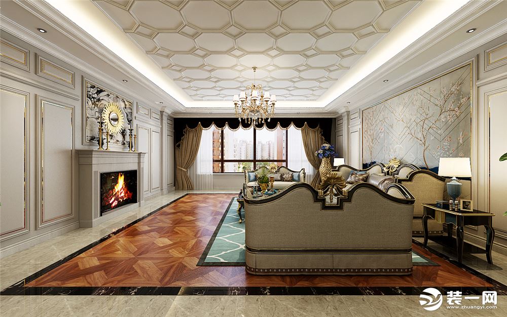 哈尔滨华润装饰 金安向日葵  四室三卫两厅法式风格客厅效果图