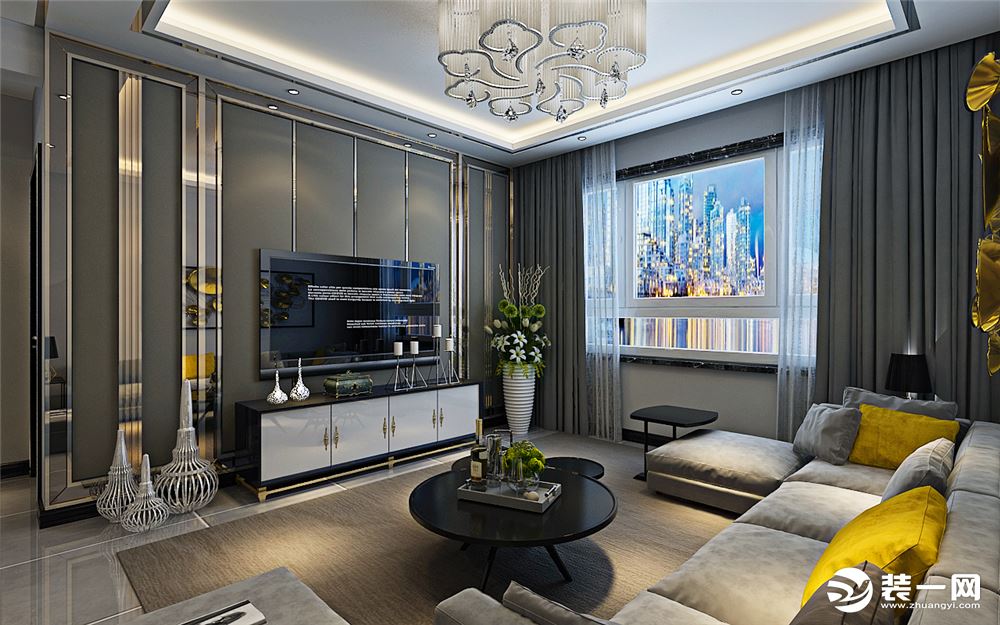 哈尔滨华润装饰 保利观澜62㎡两室一厅一厨一卫现代风格客厅效果图